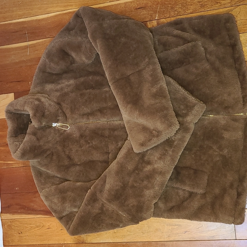 Zara Brown faux fur jacket